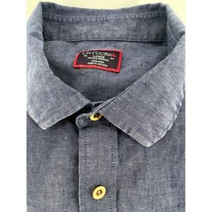 UNTUCKit Men's Large Blue Linen Blend Short Sleeve Button Down Shirt